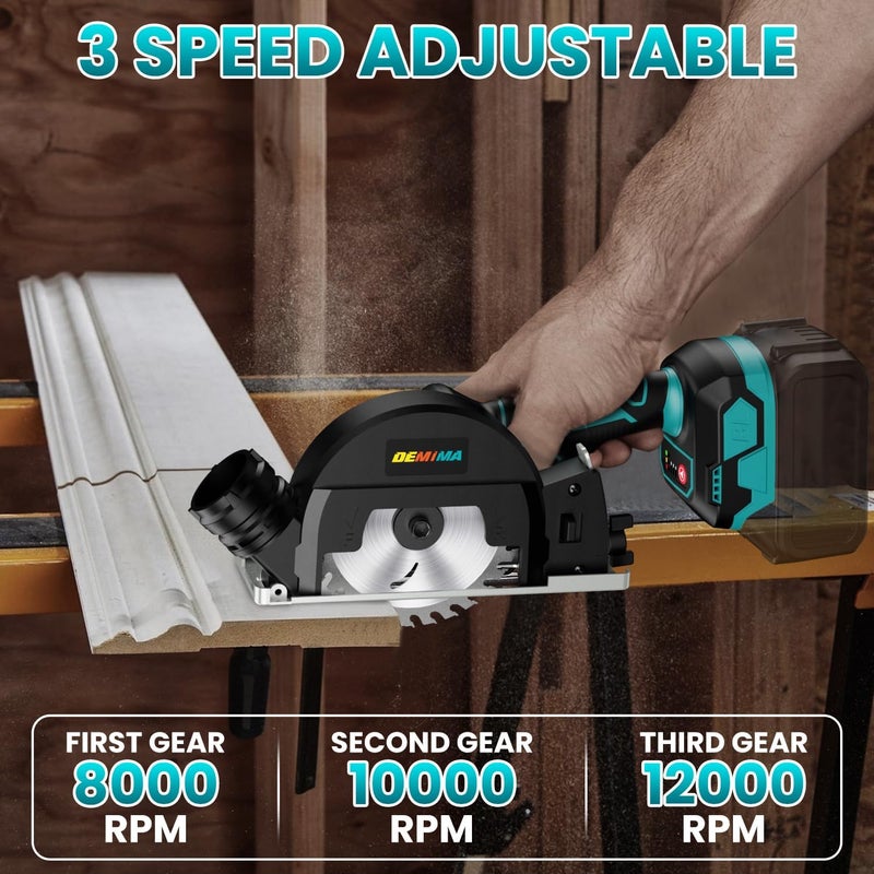 DEMIMA 4" Brushless Cordless Cut-Off Tool Compatible with Makita 18V Battery, 500W mini Saw Up to 12000RPM with 6 Cut Off Wheel, 4" Blades & Base Plate for Metal, Wood, Tile and Plastic (No Battery) - Image 5